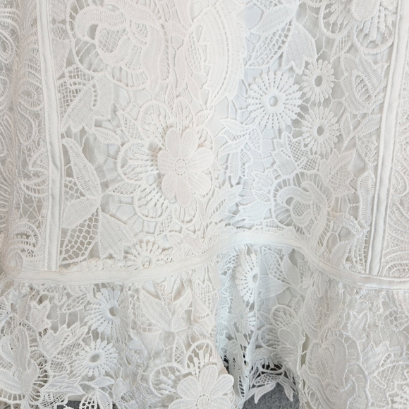 French Connection Binidari Womens White Lace Mini Dress Sz XS=4 Hookeye Front - Picture 6 of 13